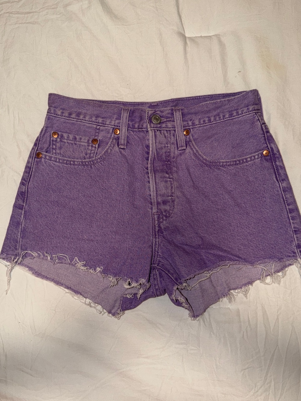 Levi's 501 Original High Rise Purple Lilac Cutoff Shorts 27